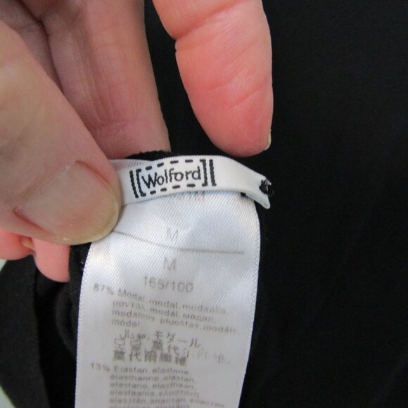 WOLFORD Black Top Pullover with 3/4 Sleeves & Rhinestones--Sz M - Picture 4 of 4